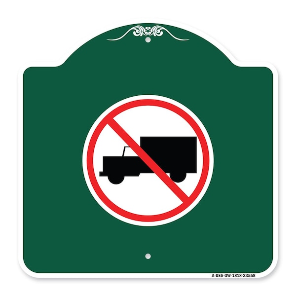 Signmission Designer Series Sign-No Truck, Green & White Aluminum Architectural Sign, 18" x 18", GW-1818-23558 A-DES-GW-1818-23558 - main